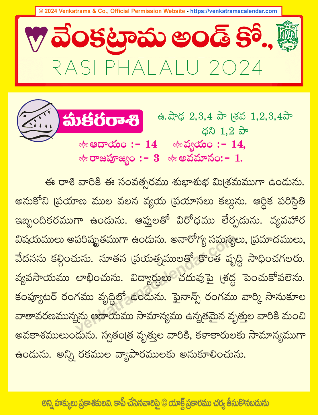 Telugu Makara Rasi Phalalu 2024 Gochara Phalithalu మకర రాశి
