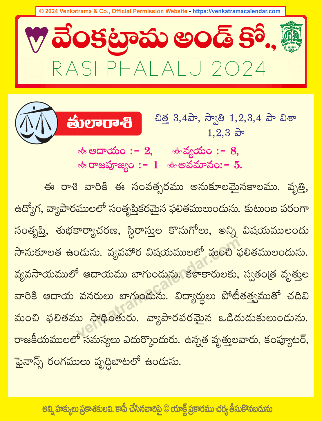 Telugu Tula Rasi Phalalu 2024 Gochara Phalithalu తులా రాశి