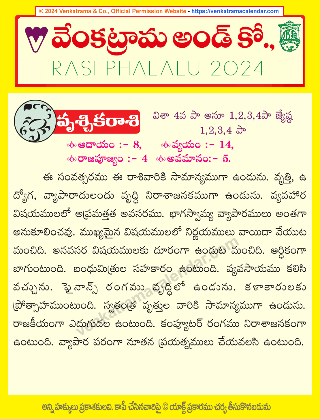 Telugu Vruschika Rasi Phalalu 2024 Gochara Phalithalu వృశ్చిక రాశి